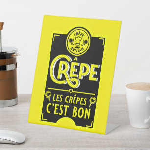 Franse pannenkoeken reclamebord met voetstuk