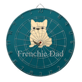 Franse papa, roomkleurige Franse buldog. Dartbord