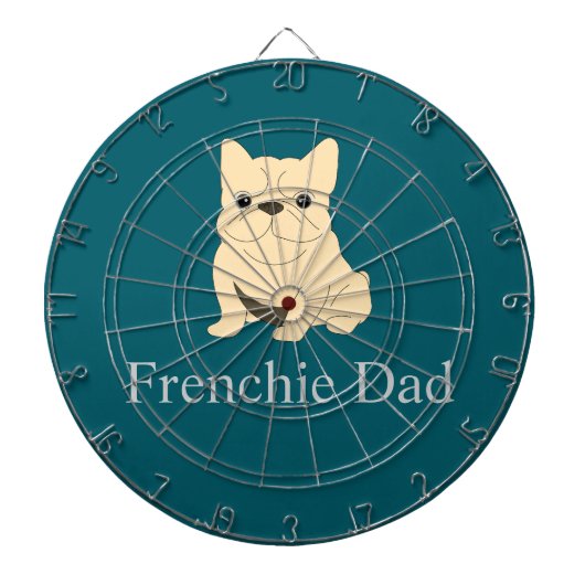 Franse papa, roomkleurige Franse buldog. Dartbord (Voorkant)