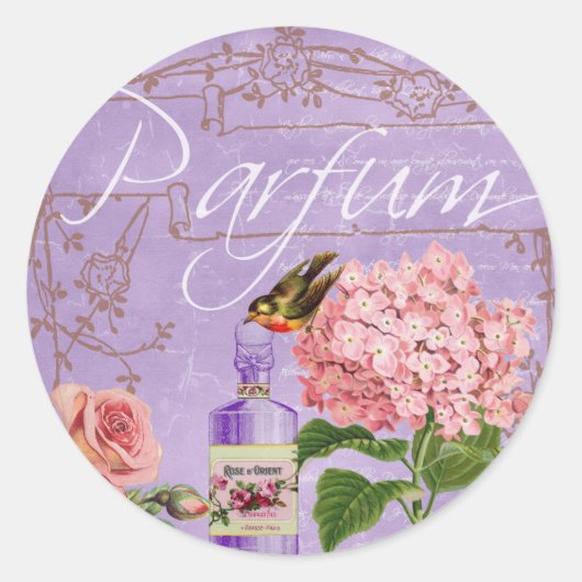 Franse parfum collage ronde sticker (Voorkant)