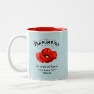 Franse  parfumezetapparaat Red Poppy Blauwgroen Tweekleurige Koffiemok