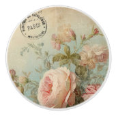 Franse Parijse Bloemenmarkt  Roze Bloemen Keramische Knop (Voorkant)
