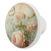Franse Parijse Bloemenmarkt  Roze Bloemen Keramische Knop (Rechts)