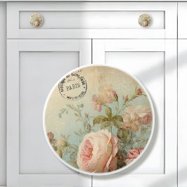 Franse Parijse Bloemenmarkt  Roze Bloemen Keramische Knop