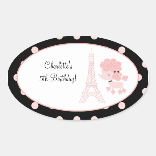 Franse Parijse poedel Ovaal Favor Sticker (Voorkant)