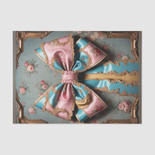 Franse Parijse Rococo Bow 2 Decoupage Papier (Voorkant)