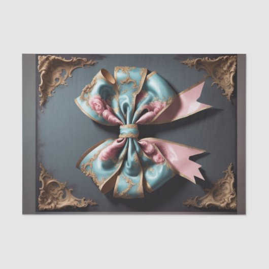 Franse Parijse Rococo Bow 4 Decoupage Papier (Voorkant)
