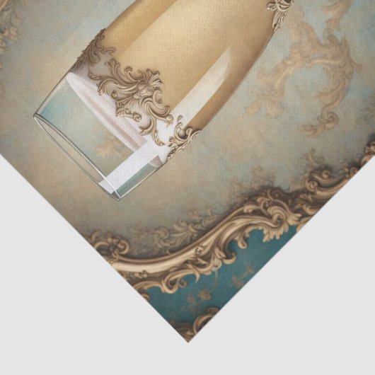 Franse Parijse rococo champagne glazen decoupage Tissuepapier (Detail)