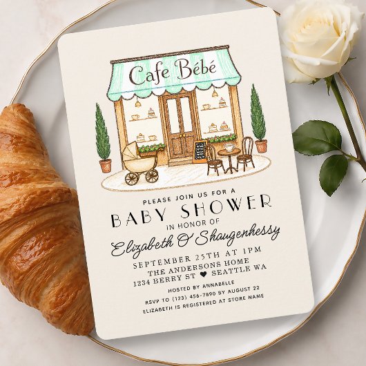 Franse Paris Café Bébé Baby Shower Kaart