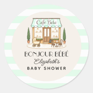 Franse Paris Café Bébé Baby Shower Ronde Sticker