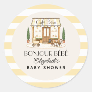 Franse Paris Café Bébé Geslachtsonzijdige Baby Sho Ronde Sticker