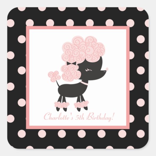 Franse Paris Poodle Square Envelope Seals (20) Vierkante Sticker (Voorkant)