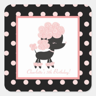 Franse Paris Poodle Square Envelope Seals (20) Vierkante Sticker