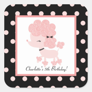 Franse Paris Poodle Square Favor Stickers