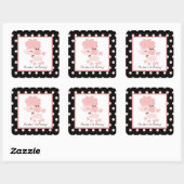 Franse Paris Poodle Square Favor Stickers (Vel)