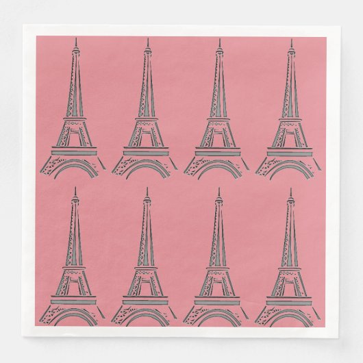 Franse Paris Thema Feest Eiffeltoren Servetten (Voorkant)