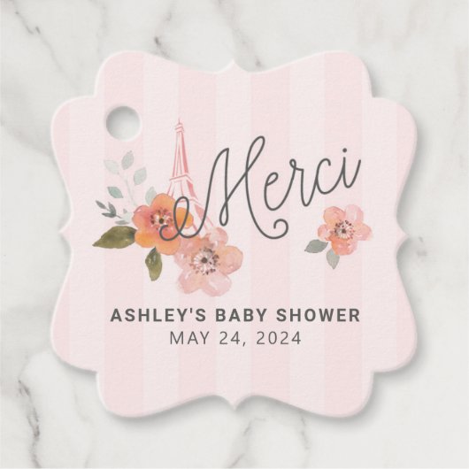 Franse Parisiaanse Favor Tag Bedankjes Labels (Voorkant)