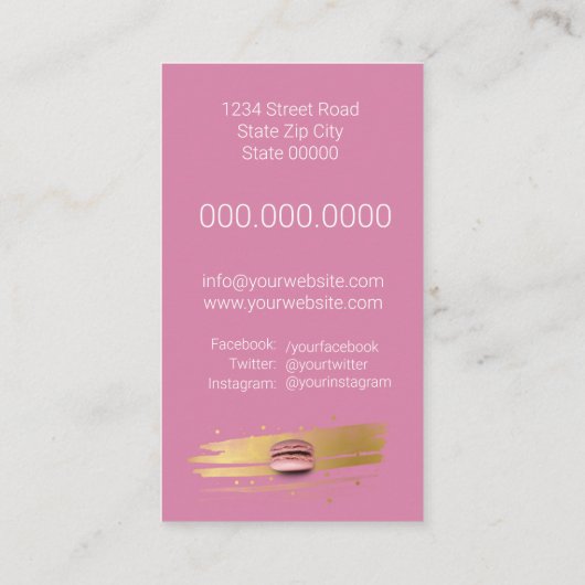 Franse parisiaanse Macarons & Desserts Visitekaartje (Achterkant)