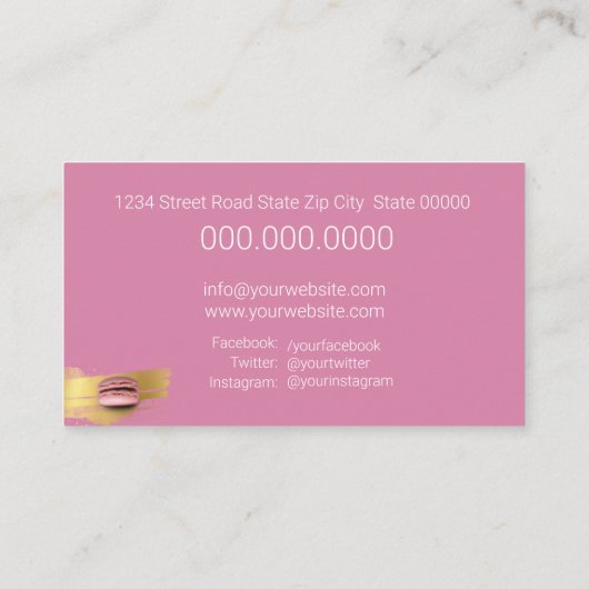 Franse parisiaanse Macarons & Desserts Visitekaartje (Achterkant)