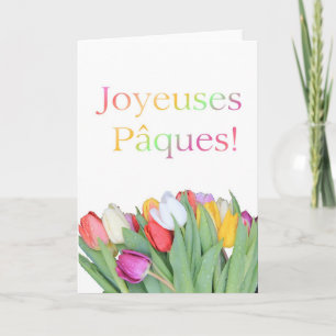 Franse Paskaart - Joyeuses Pâques tulip bouquet Feestdagen Kaart