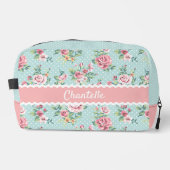 Franse Pastel Mint Groen Blush Roze Rose Patroon Toilettasje (Voorkant)