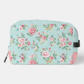 Franse Pastel Mintgroene Roze Blush Roos Patroon Toilettasje (Achterkant)