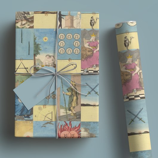 Franse pastelhand getekende tarot Inpakpapier Vel