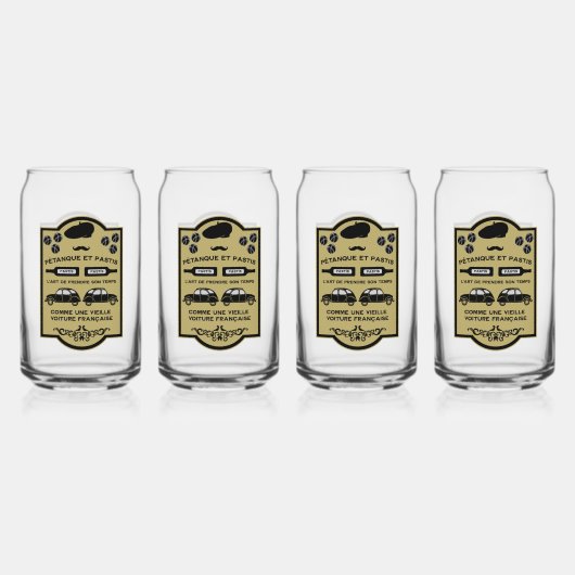 Franse Pastis Pétanque Blikvorm Glas (Voorkant)