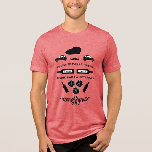 Franse Pastis Pétanque Tri-Blend Shirt (Voorkant)