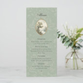 Franse Pastorale Saliegroene Trouwmenukaart Menu (Staand voorkant)