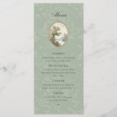 Franse Pastorale Saliegroene Trouwmenukaart Menu (Voorkant)