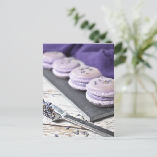 Franse Pastry Lavender Macaron Cookies Briefkaart (Staand voorkant)