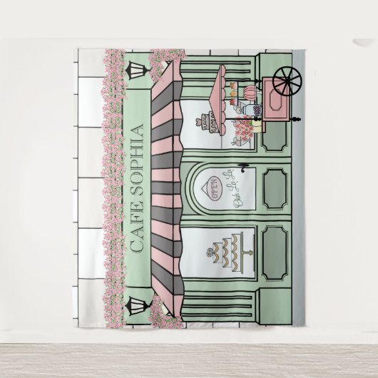 Franse patisserie achtergrond voor een Parijs them Wandkleed (Voorkant)