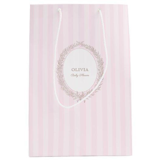 Franse Patisserie Boulangerie Roze Streep Gift Bag Medium Cadeauzakje (Voorkant)