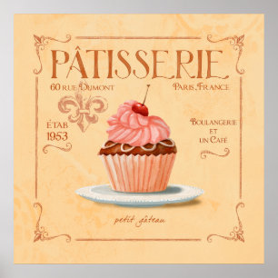 Franse Patisserie Cupcake art, Le petit Gateau Poster
