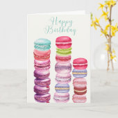 Franse Patisserie Macrons Happy Birthday Kaart (Gele Bloem)