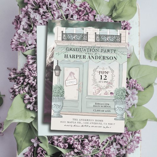 Franse Patisserie Parijse Groene Afstuderen Foto Kaart