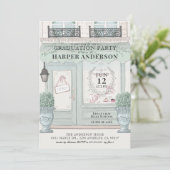 Franse Patisserie Parijse Groene Afstuderen Foto Kaart (Staand voorkant)