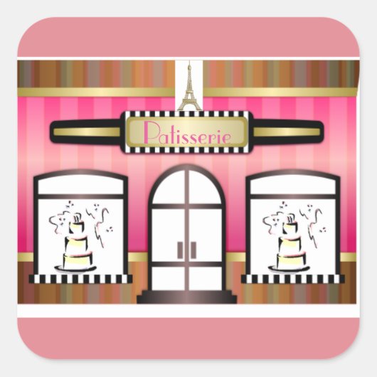 Franse patisserie Paris Eiffeltoren Sticker (Voorkant)