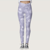 Franse patroonpasteien | Dusty Lavender Paars Leggings (Voorkant)