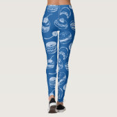 Franse patroonpasteien | Klassieke blauwe zoete bo Leggings (Achterkant)