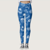 Franse patroonpasteien | Klassieke blauwe zoete bo Leggings (Voorkant)
