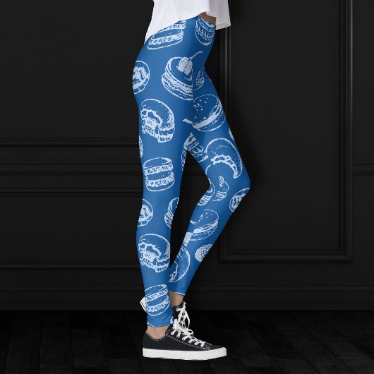 Franse patroonpasteien | Klassieke blauwe zoete bo Leggings