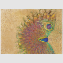 Franse  Pauw Veer Goud Bloemen Damask Tissuepapier