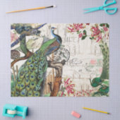 Franse "Peacock Bird Turtle Blowfish Flowers" Tissuepapier (Craft)