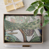 Franse "Peacock Bird Turtle Blowfish Flowers" Tissuepapier (Geschenk)