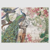 Franse "Peacock Bird Turtle Blowfish Flowers" Tissuepapier (Voorkant)