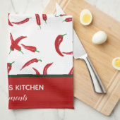 Franse persoonlijke Waterverf Rood en Groene Chili Theedoek (Quarter Fold)