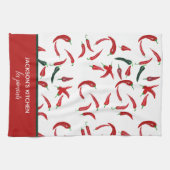 Franse persoonlijke Waterverf Rood en Groene Chili Theedoek (Horizontaal)