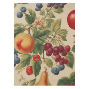 Franse perzik, kersen, bosbessen, peren, appels tafelkleed